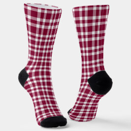 Burgunder-Weiß-Karomuster Socken