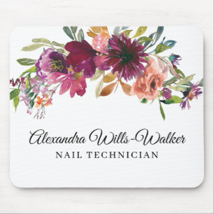 Burgunder-Wildblumen-Blumen Mousepad