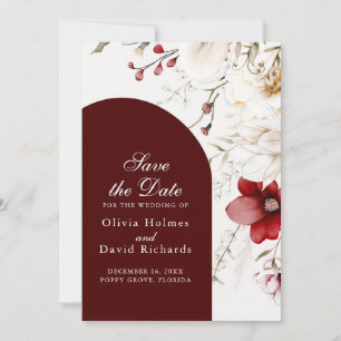 Burgunder Winter Eleganz Save-the-Date-Karte Save The Date