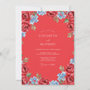 Burgunderblaue Hochzeit bemalt Einladung