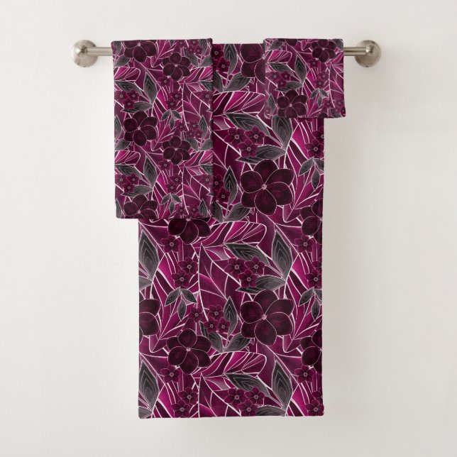 Burgunderblumen. Badhandtuch Set (Insitu)