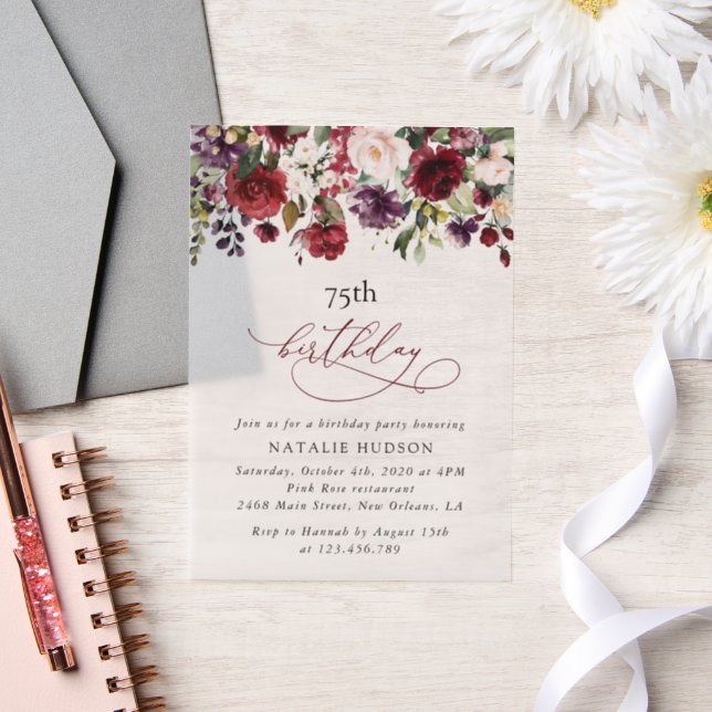 Burgunderblumen, rosa Blumen, Boho, Geburtstag (Hochzeit)