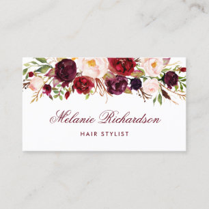 Burgunderblumenhaar-Stylist-Verabredungs-Karte Terminkarte
