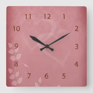Burgunderfarben Vintage Quadratische Wanduhr