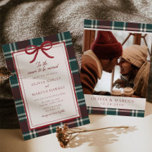 Burgundergrüner Karo-Weihnachtsbogen-Hochzeit