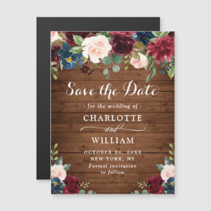 Burgundernavyblau Save-the-Date-Magnetkarte Magnetkarte