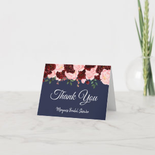 Burgunderrose Navy Blaues Hochzeitsdusche Danke