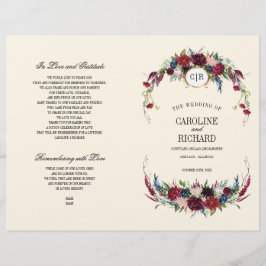 Burgunderrot | Blau | Hochzeitsprogramm für Rote F