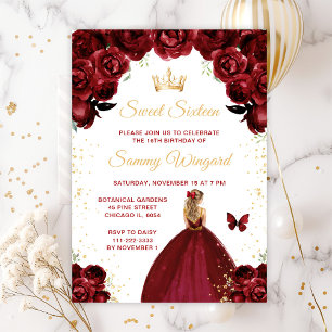 Burgunderrote Blondhaar-Prinzessin Sweet Sixteen Einladung
