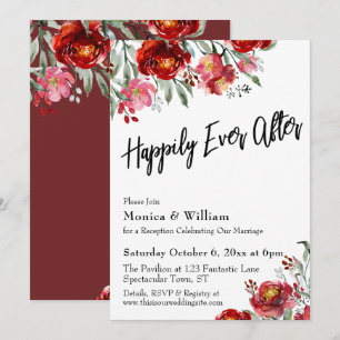 Burgunderrote Blumen Glücklich Bis Ans Ende Typogr Einladung