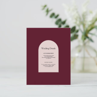Burgunderrote Blumen-Hochzeitseinschluss-Informati Begleitkarte