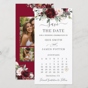 Burgunderrote Blütenfotos Kalender Hochzeit Save The Date
