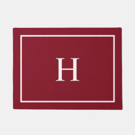 Burgunderrote elegante moderne Monogramm Fußmatte