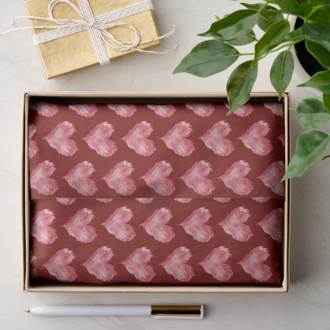 Burgunderrote Flammenherzen Valentinstag Seidenpapier (Geschenk)