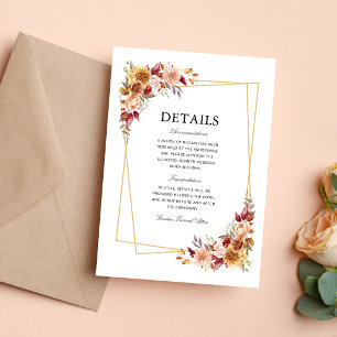 Burgunderrote florale geometrische Hochzeitsinform Begleitkarte