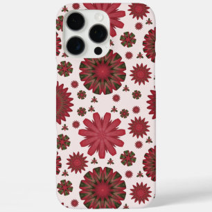 Burgunderrote geometrische Blumen-Handyhülle iPhone 16 Pro Max Hülle
