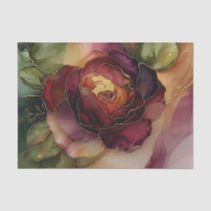 Burgunderrote Goldene Rose Florale Brautparty Seidenpapier