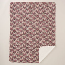Burgunderrote Herzen der Liebe Sherpadecke