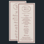 Burgunderrote Hochzeitsprogrammkarte im Stil des a Einladung<br><div class="desc">Burgunderrote Hochzeits-Programmkarte im Stil des alten Geldes, entworfen für elegante Herbst- und Winterzeremonien — ein zeitloses Stück für Paare, die sich der stillen Luxus- und Heritage-Estate-Ästhetik verschreiben. Perfekt für klassische, formelle Hochzeiten mit raffinierten Schreibwarensets. Ideal für die traditionelle Braut, die tiefe burgunderrote Farbpaletten und anspruchsvolle Typografie liebt. Styling mit Samtschleifendetails,...</div>