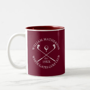Burgunderrote klassische Golfclub-Name personalisi Zweifarbige Tasse