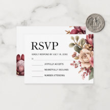 Burgunderrote Protea-Floral Hochzeits-Einladung |