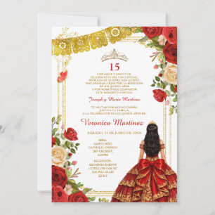 Burgunderrote Quinceañera 15 Anos Mis Quince Krone Einladung