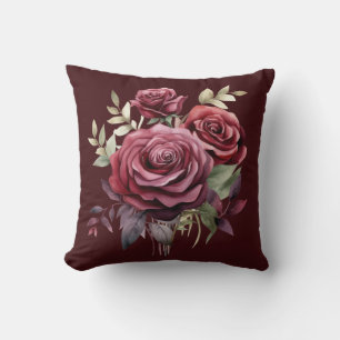 Burgunderrote Rosen Klassische Blumengestaltung Kissen