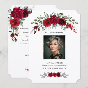 Burgunderrote Rosen Trauer Foto Danke Karte