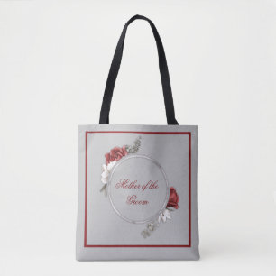 Burgunderrote Röte & Weiße Rosen Tasche für die Mu