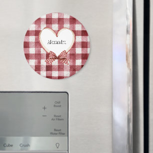 Burgunderrote Weiße Herz-Schleifenband Valentinsta Magnet