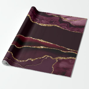 Burgunderroter Achat-imitierendes Gold-Glitter Geschenkpapier