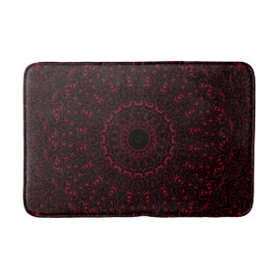 Burgunderroter Mandala mit ornamentaler Symmetrie Badematte