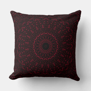 Burgunderroter Mandala mit ornamentaler Symmetrie Kissen