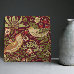 Burgunderroter William Morris Strawberry Thief Fliese
