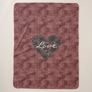 Burgunderstreifen Schwarz Falsche Spitze Florales  Sherpadecke