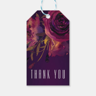 Burgunderwein Floral Rose Purpur Elegant Modern Geschenkanhänger