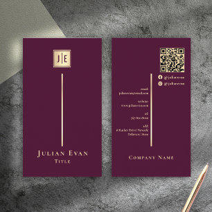Burgunderwein & Gold Elegantes Luxus-Monogramm Visitenkarte