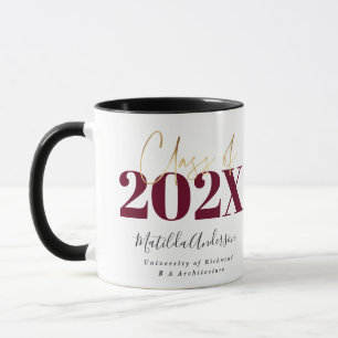 Burgundi Gold Abschluss Modernes Drehbuch Tasse