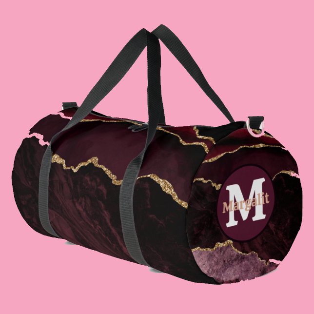 Burgundi Gold Glitzer Agate Large Duffel Bag Duffle Bag (Von Creator hochgeladen)