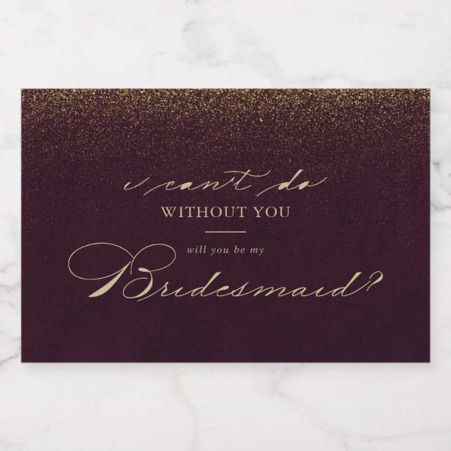 Burgundi Gold Glitzer Bridesmaid Vorschlag (Einzelnes Label)