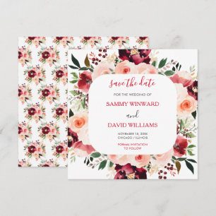 Burgundi Rot und Rosa Rosa Save the Date