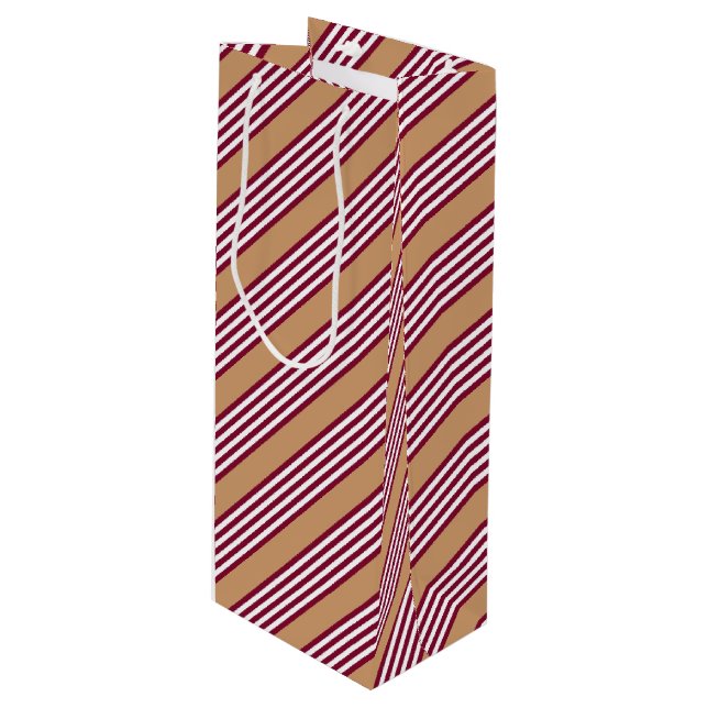 Burgundred five stripes pattern geschenktüte für weinflaschen (Vorderseite Schrägansicht)
