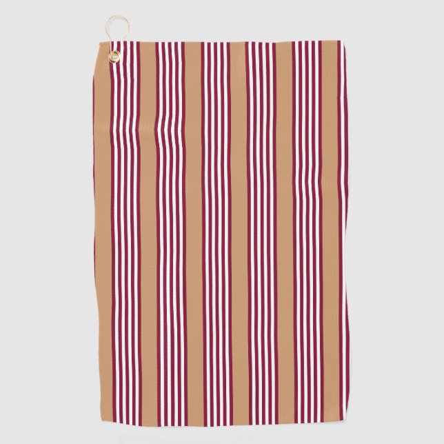 Burgundred five stripes pattern golfhandtuch (Vorderseite)