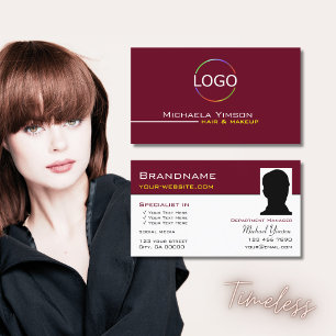 Burgundweiß mit Logos und Foto Beruflich Visitenkarte