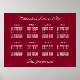 Burgundy 8 Table Wedding Chart Poster