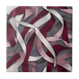 Burgundy Abstrakt Ribbon Fliese