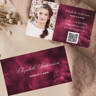 Burgundy agate Foto qr elegant Visitenkarte