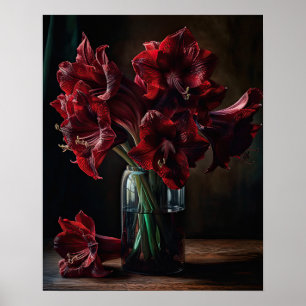 Burgundy Amaryllis Blume Art Print Poster