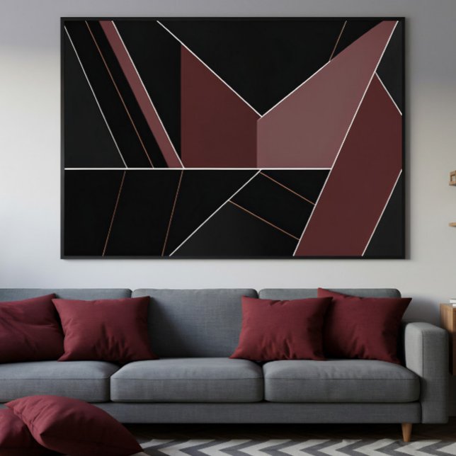Burgundy and Black Abstract Geometry Leinwanddruck (Von Creator hochgeladen)
