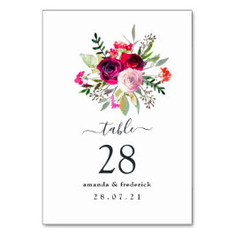 Burgundy and Blush Autumn Fall Wedding Tischnummer